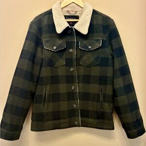 The Normal Brand Green Plaid Sherpa Jacket medium